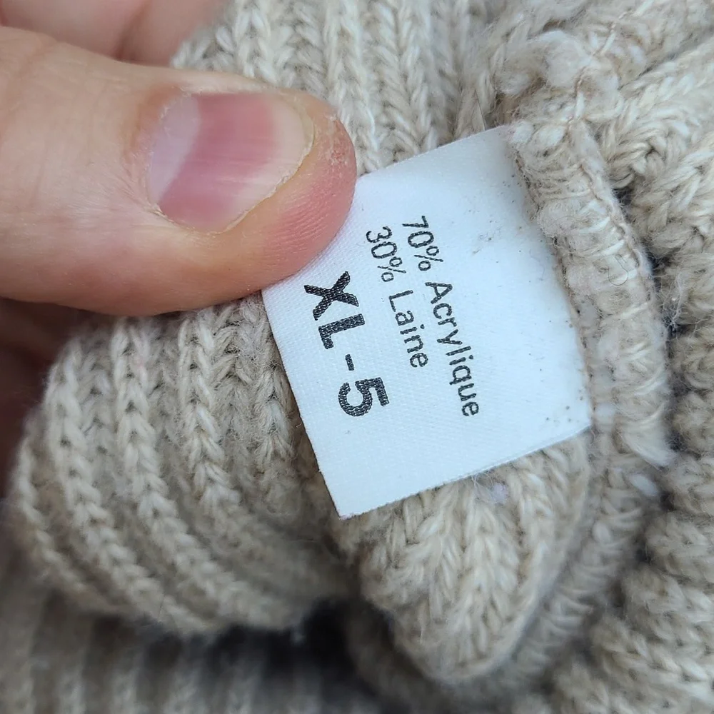 LE PAS DE L'OURS Beige Weave Knit France Sz XL Pullover Mechanic Hunting Sweater